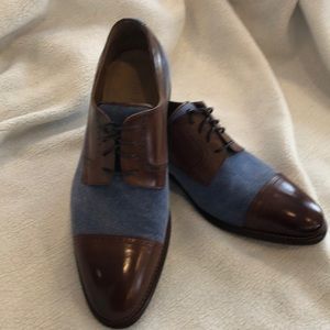 Paul Frederick Leather and Blue Canvas Oxford